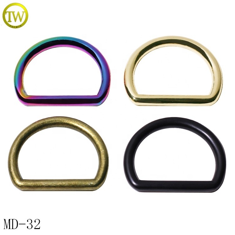 High quality diy leather craft metal d buckle matte black backpack hardware d rings adjuster for dog collar