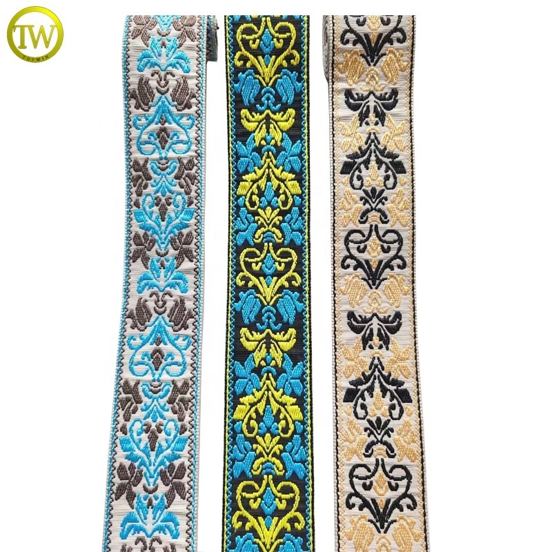 Custom made different logo polyester jacquard straps dog leash accessory decorative webbing tape for bags