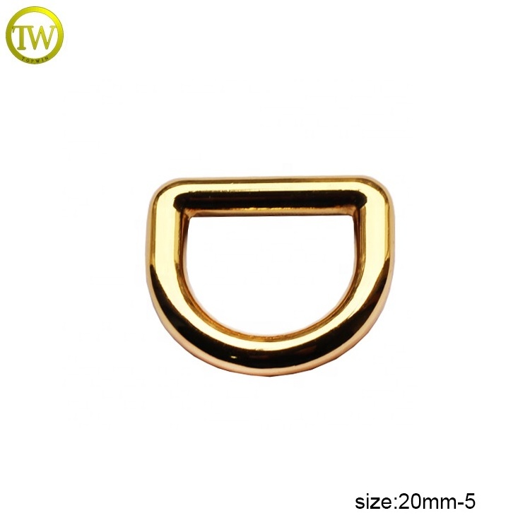 Topwin factory made logo blanks d shape hardware gold plated d ring handbags adjustable buckles for dog collar