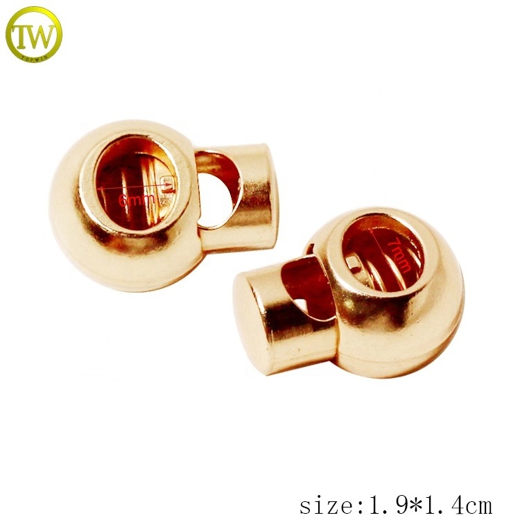 Wholesale garment accessory elastic spring cord ends matte gold drawstring lock stoppers for jacket