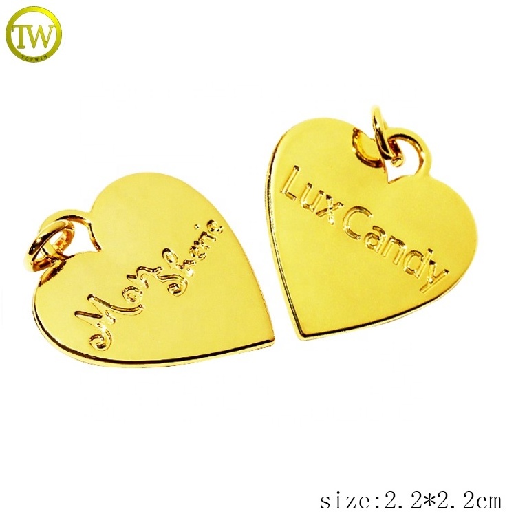 Zinc alloy jewelry fitting custom heart shape pendant gold plated metal hang charm beads for bracelet