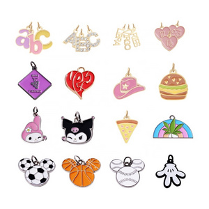 Custom pendant flower charms hard enamel logo diy tags jewelry accessories for necklace making