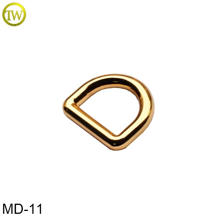 Topwin factory made logo blanks d shape hardware gold plated d ring handbags adjustable buckles for dog collar