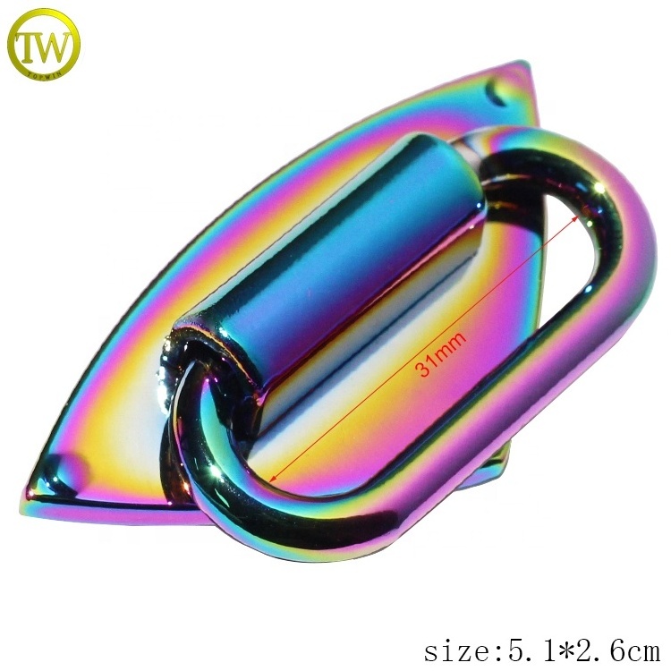 Fashion rainbow plated handbag hardware customized designer logo blanks metal plate label for luggage