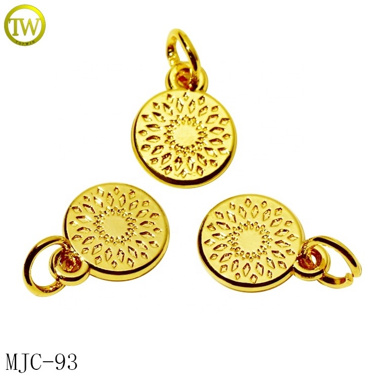 Zinc alloy jewelry fitting custom heart shape pendant gold plated metal hang charm beads for bracelet