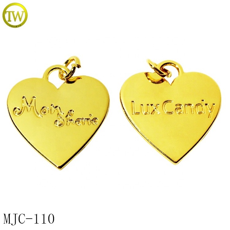 Zinc alloy jewelry fitting custom heart shape pendant gold plated metal hang charm beads for bracelet