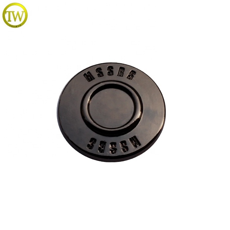 High quality silver brusing jeans metal tack button embossed logo button for pants