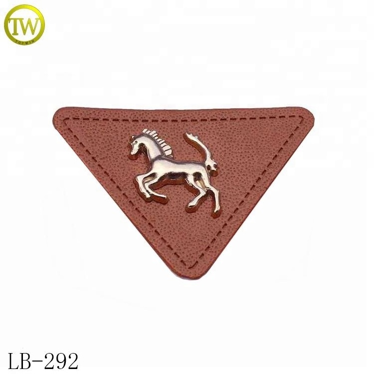 Custom jeans leather patch with metal logo fashion design leather patch labels