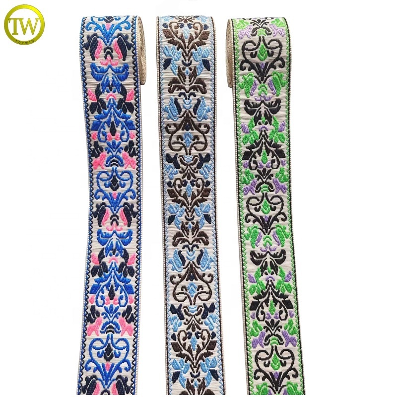 Custom made different logo polyester jacquard straps dog leash accessory decorative webbing tape for bags