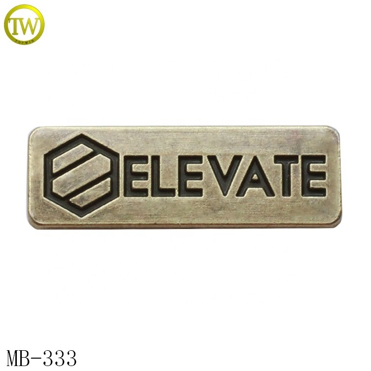 Custom alloy engraved letter logos fashion small bag accessory metal plate letters for leather purse