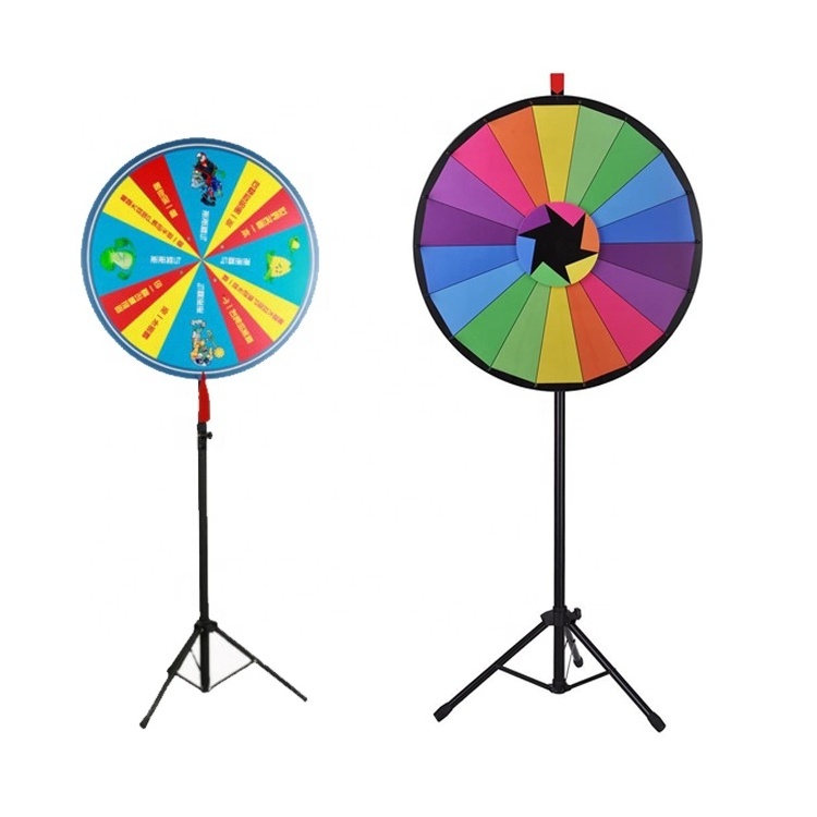 Prize Wheel with Folding Tripod Floor Stand Height Adjustable  for Trade Show and Spin Game