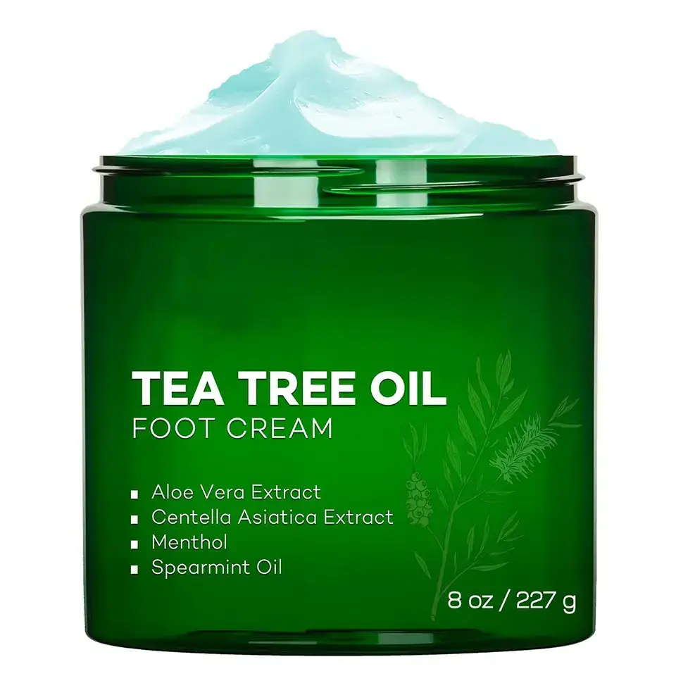 Private Label Athletes Foot Cream with Tea Tree Oil, Aloe & Spearmint - Hydrates, Softens & Conditions Dry Cracked Feet