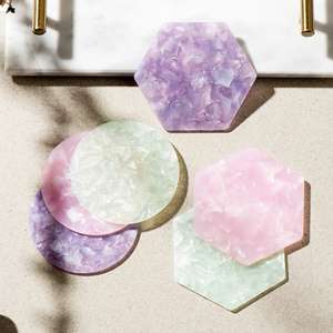 Eco-friendly Marble Color Customize Luxury Decorative Acrylic Coaster Sets Transparent Mats & Pads for Drinks