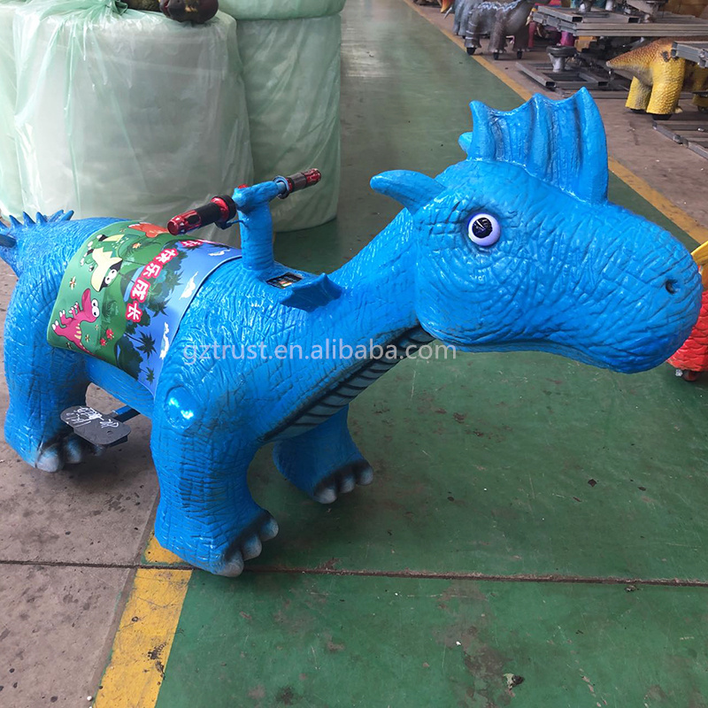 Popular mechanicall dinosaur plush animal ride on electric scooter for kids