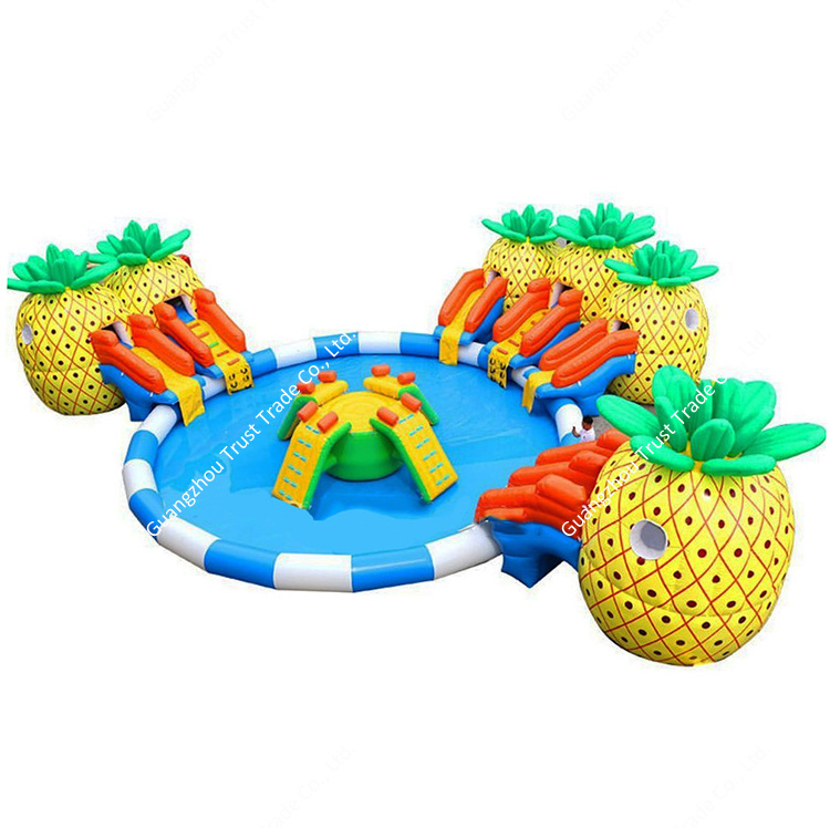 New arrival 30ft-inflatable-water-slides swimming pool mini water park for kids