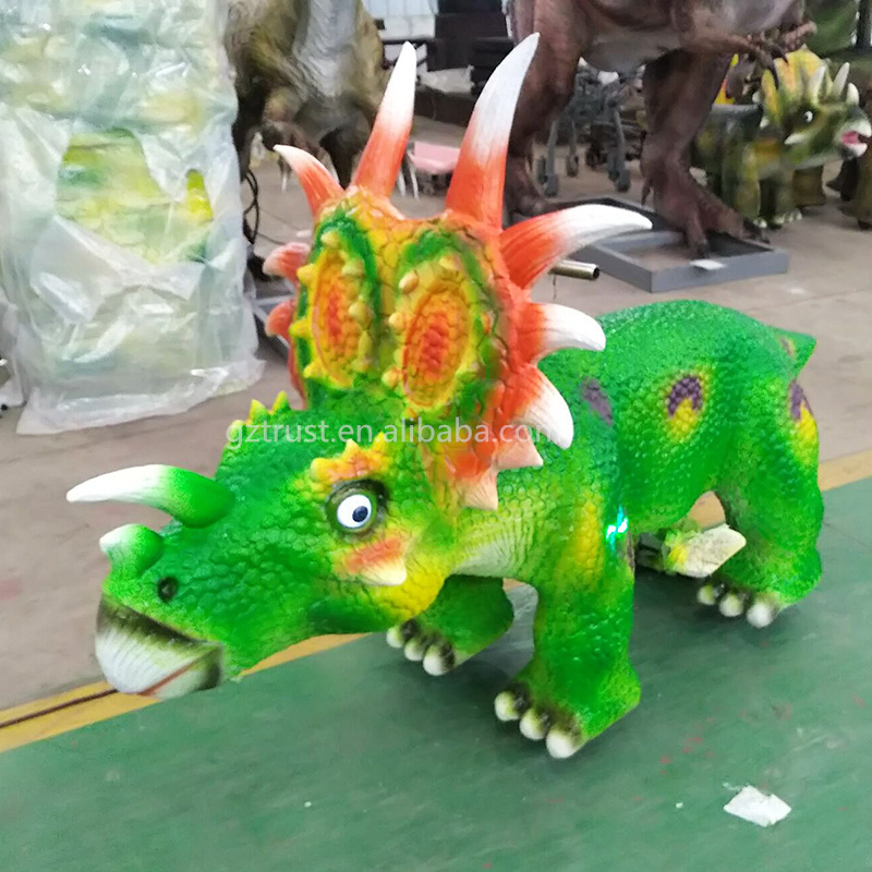 Popular mechanicall dinosaur plush animal ride on electric scooter for kids