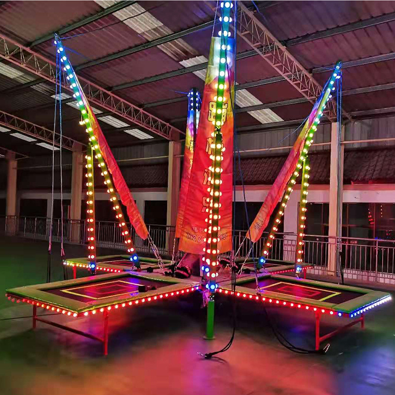 Mobile 4 Persons Electric Trampoline Bed Inflatable Bungee Jumping Trampoline Park