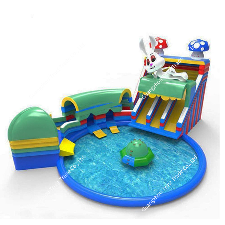 New arrival 30ft-inflatable-water-slides swimming pool mini water park for kids