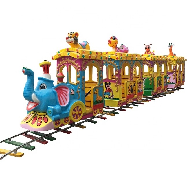 Amusement train rides on rail mall mini trains kids electric track train set toy