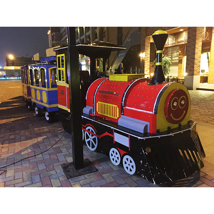 Customized amusement park road train rides tourist trackless train for sale used