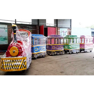 Customized amusement park road train rides tourist trackless train for sale used