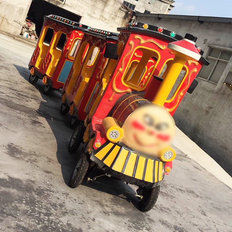 Custom amusement equipment train rides on kids outdoors trackless tourist train