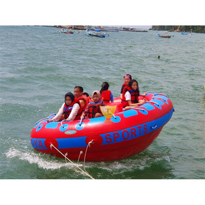 Best quality water park games flying ski inflatable towable river disco boat raft with pump