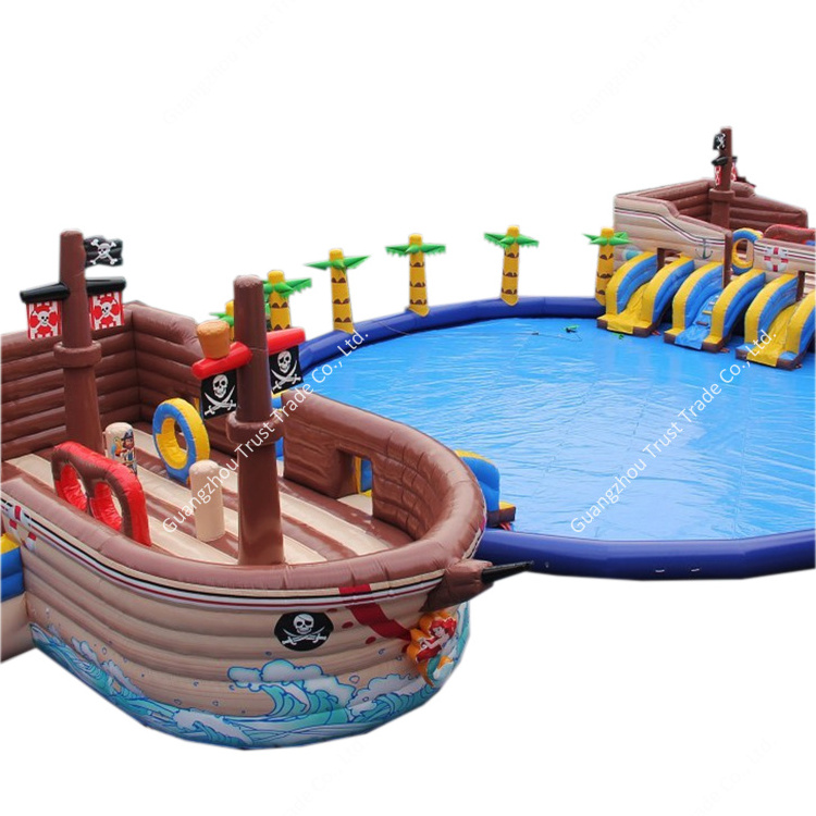 New arrival 30ft-inflatable-water-slides swimming pool mini water park for kids