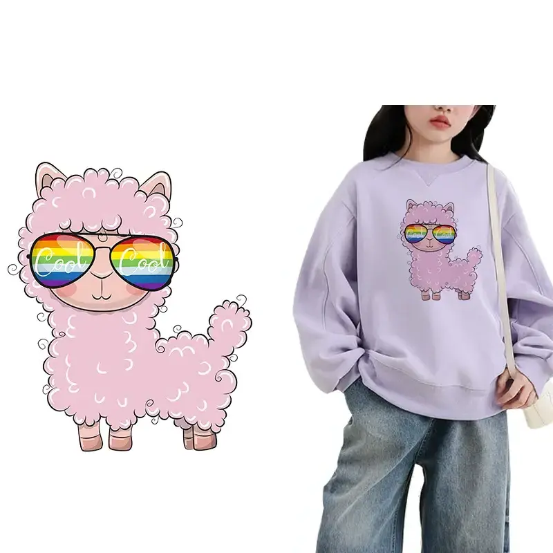 Cute Q-version Alpaca DIY Heat Transfer Children's Clothing T-shirt Thermal Transfer Stickers Decoration Printing