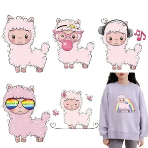 Cute Q-version Alpaca DIY Heat Transfer Children's Clothing T-shirt Thermal Transfer Stickers Decoration Printing