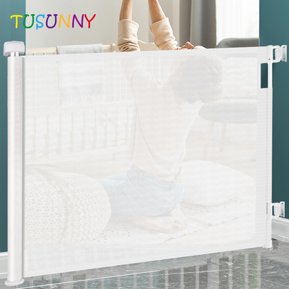 Hot Retractable Baby Gate Wide Safety Mesh Gate Easy To Roll And Latch For Stairways Doorways Hallways