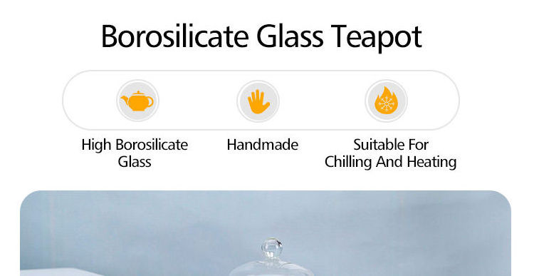 DianTong 600ml 800ml heat resistant clear borosilicate glass tea pot glass teapot with glass infuser and warmer