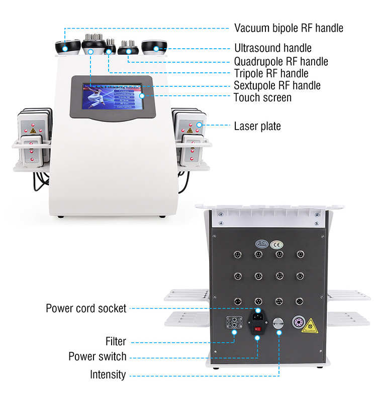 2022 8 laser pads 30k 40k ultrasonic vacuum cavitation rf kim 8 weight loss slimming massage machine