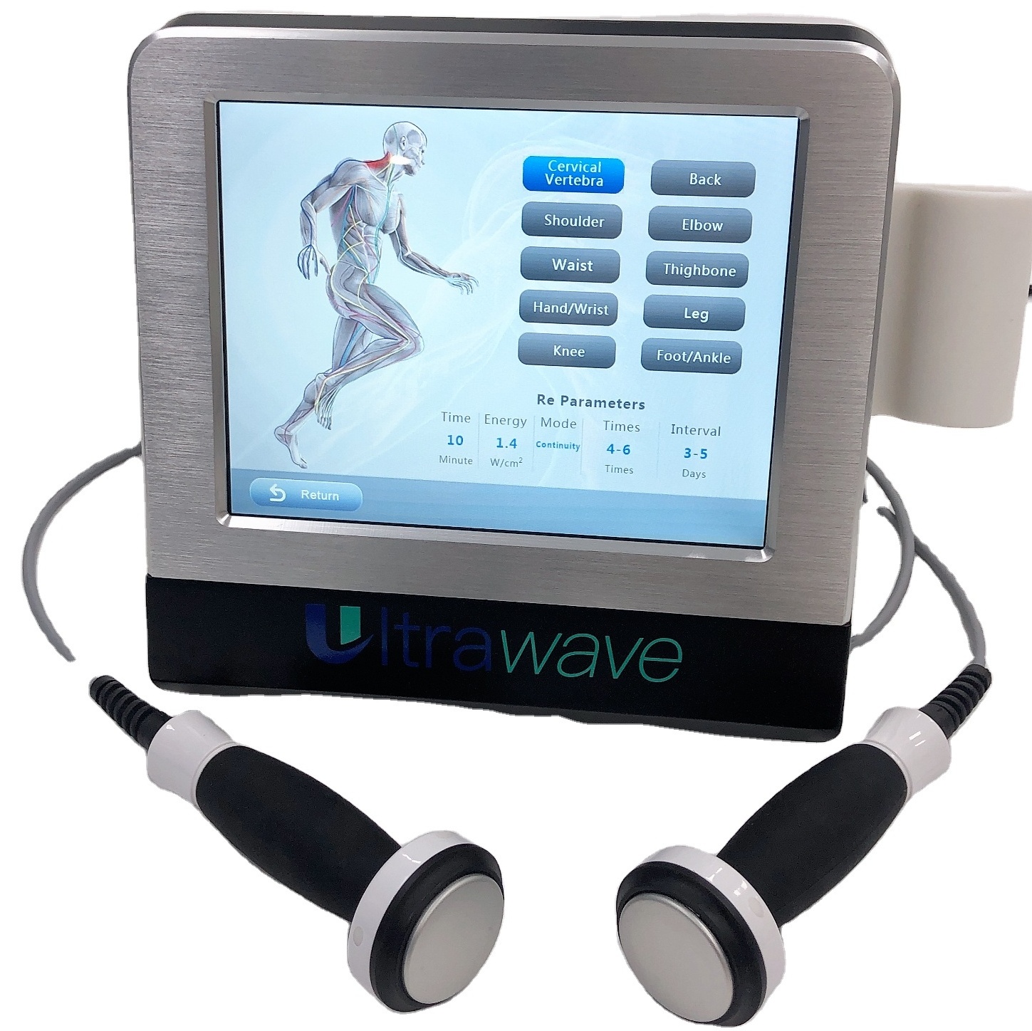 Hot Ultrasonic wave physiotherapy ehabilitation equipment/ Pain Relief dual handle ultrawave physical therapy ultrasound machine