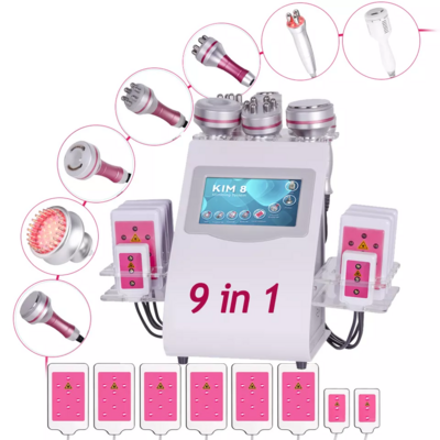 small type 9 in 1 Lipo laser vacuum slimming kim 8 rf ultrasonic 40k cavitation lipolaser weight loss machine