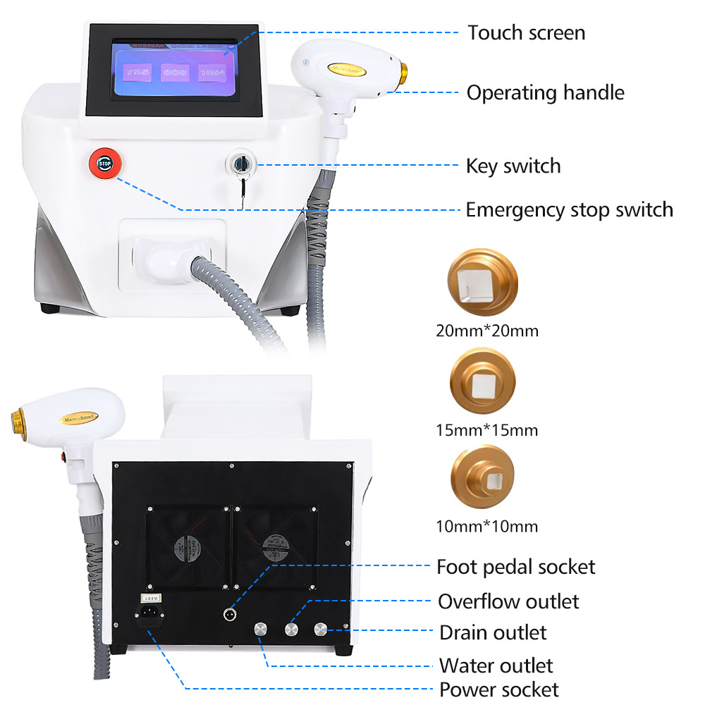 Professional 3 Wavelength 808nm Diode Laser Hair Removal Machine for Sale High Power Laser Machine for Hair Erasion