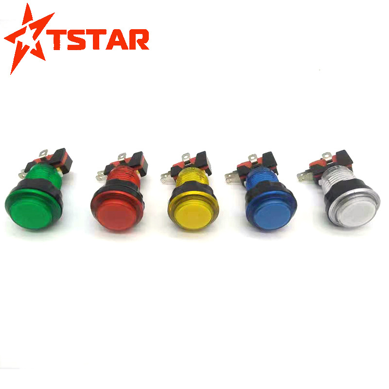 33mm transparent no delay illuminated switches arcade push button with LED