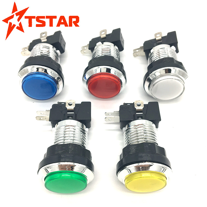 Arcade Push Button emergency chrome color push button micro switch led for arcard jamma game machine