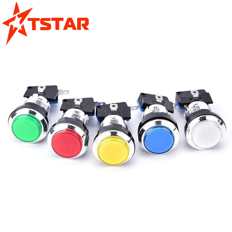 Arcade Push Button emergency chrome color push button micro switch led for arcard jamma game machine