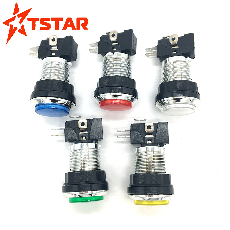 Arcade Push Button emergency chrome color push button micro switch led for arcard jamma game machine