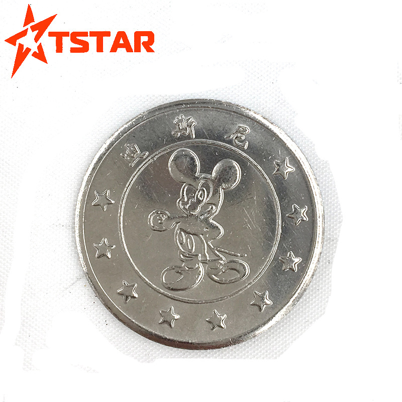 Cheap OEM ODM coin custom printed different size different metal arcade token coins washing machine coin