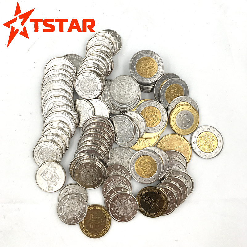 Cheap OEM ODM coin custom printed different size different metal arcade token coins washing machine coin