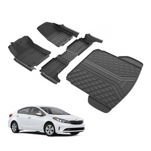 TXR Auto 5D Patterns Design Waterproof Black TPE Material Floor Mats Left Hand Drive with Rear Trunk Mat for KIA FORTE 2018-