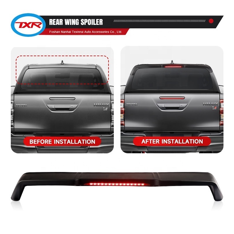 Rear Wing Spoiler Tailgate Cover Lamp Cover with LED other exterior accessories for Toyota Hilux 2021- Revo Rocco 2015-