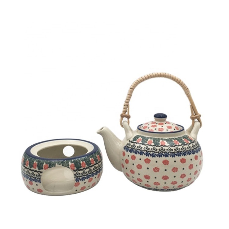 Wholesale Poland style handmade drinkware tea set ceramic teapot warmer