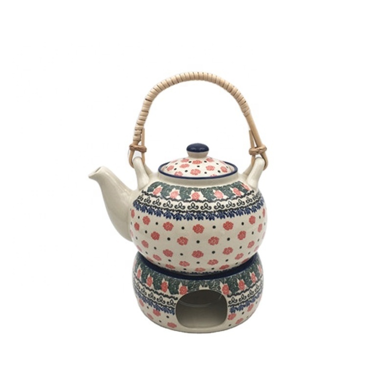 Wholesale Poland style handmade drinkware tea set ceramic teapot warmer