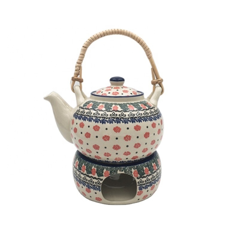 Wholesale Poland style handmade drinkware tea set ceramic teapot warmer