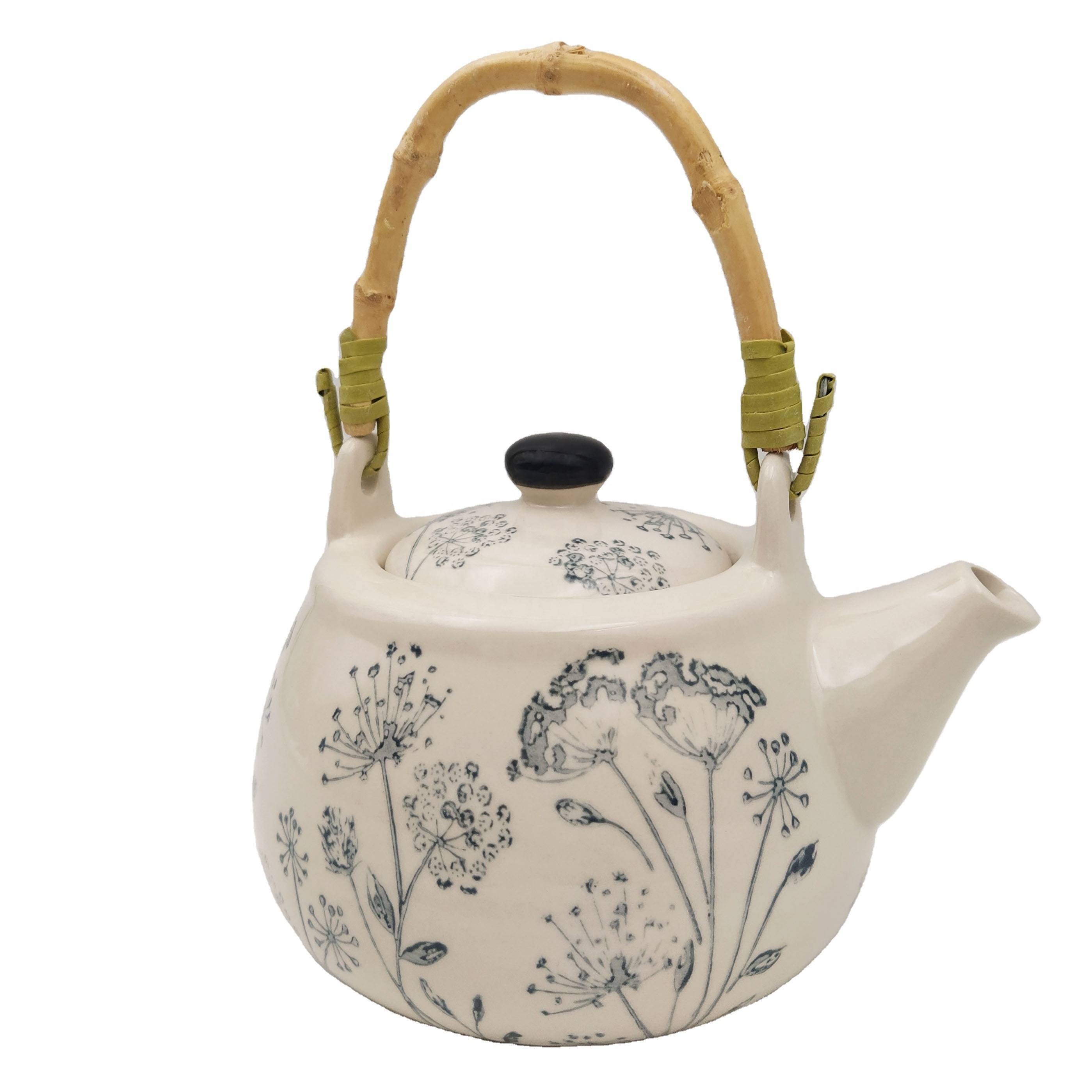 Wholesale custom handmade coffee tea teapot with handle tea kettle for gift ceramic teapot