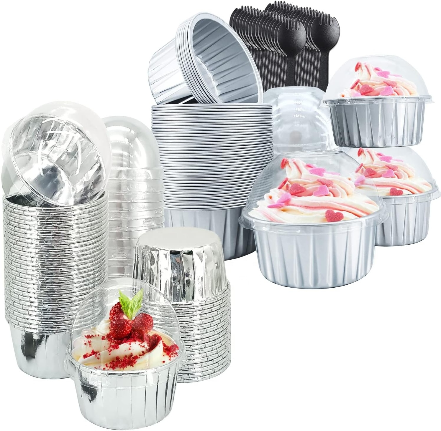 Bakery Supply Disposable Metallic Baking Cupcake Liners Standard Paper Aluminum Foil Paper Cupcake Cups