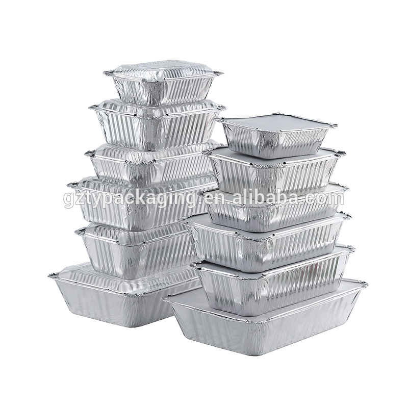 disposable carryout aluminum foil lunch boxes heat resistant food containers with lid